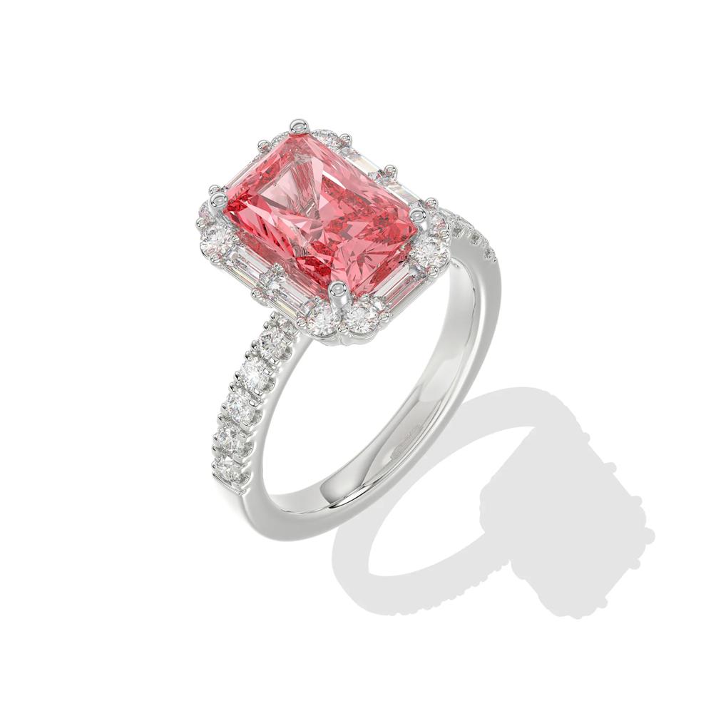 Pink Lab Grown Diamond Halo Engagement Ring in 14K White Gold (4 ct. tw.) – Image 4 of 4