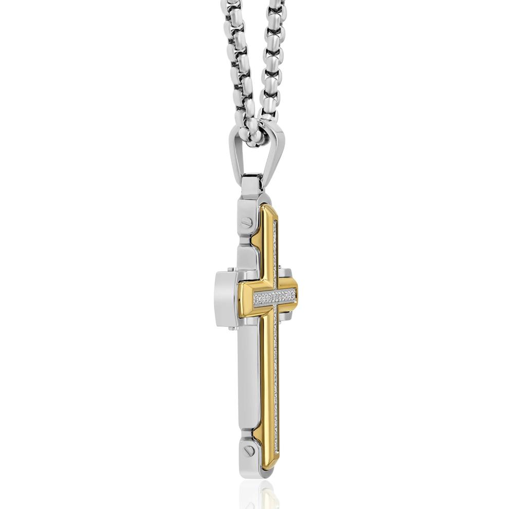 Men's Diamond Cross in Ion-Plated Stainless Steel, 24" (1/4 ct. tw.) – Image 3 of 4