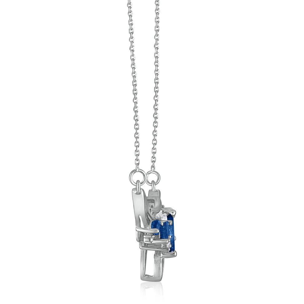 Diamond and Marquise Blue Sapphire Necklace in 14K White Gold, 1/7 ct. tw – Image 2 of 3