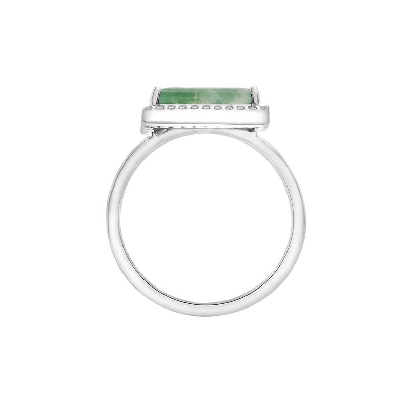 Moss Agate and White Sapphire Cocktail Ring in Sterling Silver – Image 2 of 5