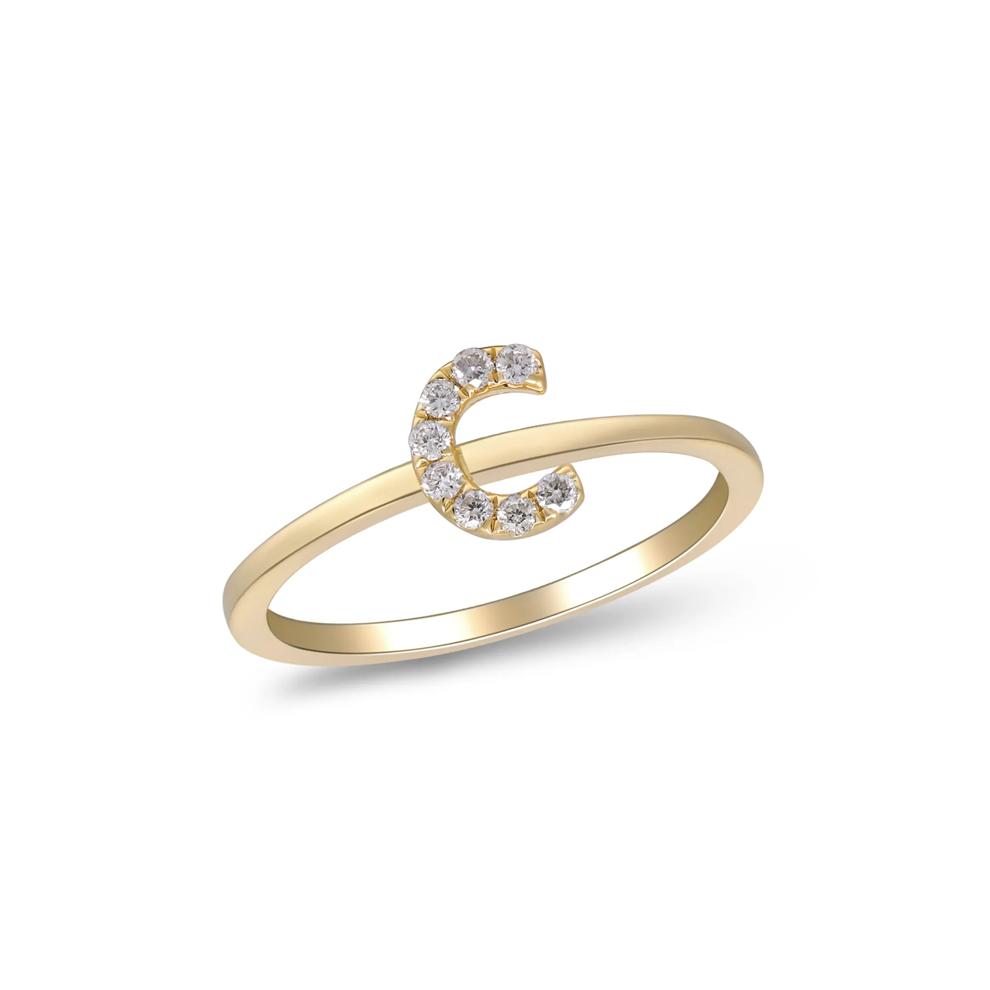 Diamond Accent "C" Initial Ring in 10K Yellow Gold – Image 4 of 5