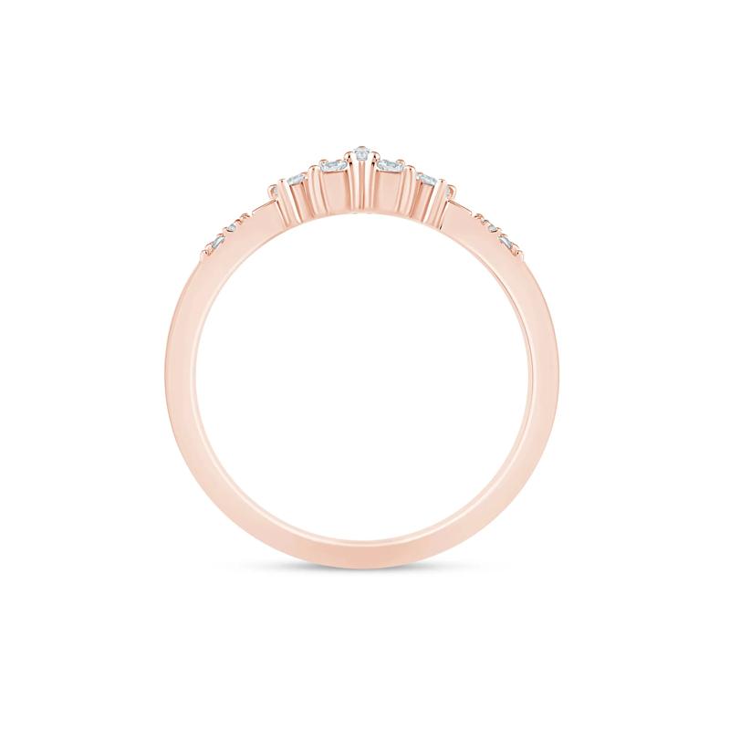 Marquise-Cut and Round Chevron Contour Band in 14K Rose Gold (1/8 ct. tw.) – Image 2 of 3