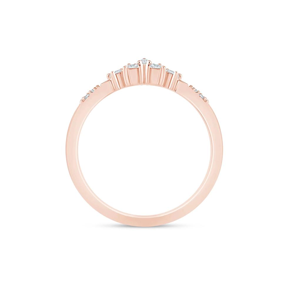 Marquise-Cut and Round Chevron Contour Band in 14K Rose Gold (1/8 ct. tw.) – Image 2 of 3