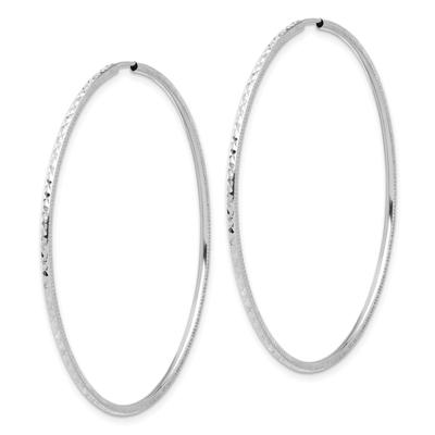 Diamond-Cut Hoop Earrings in 14K White Gold, 48MM