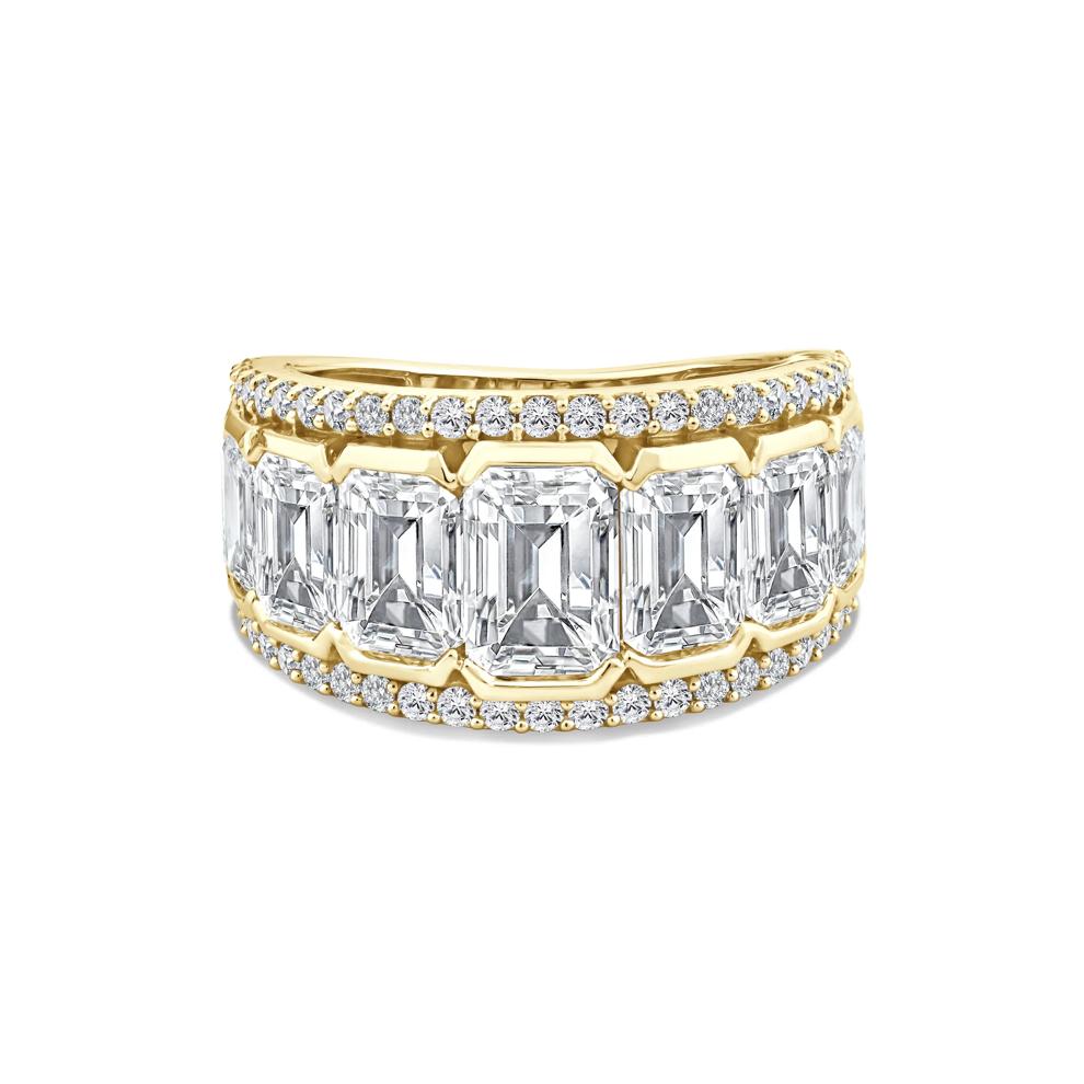 Lab Grown Diamond Emerald-Cut Center Anniversary Band in 14K Yellow Gold (7 ct. tw.) – Image 1 of 4