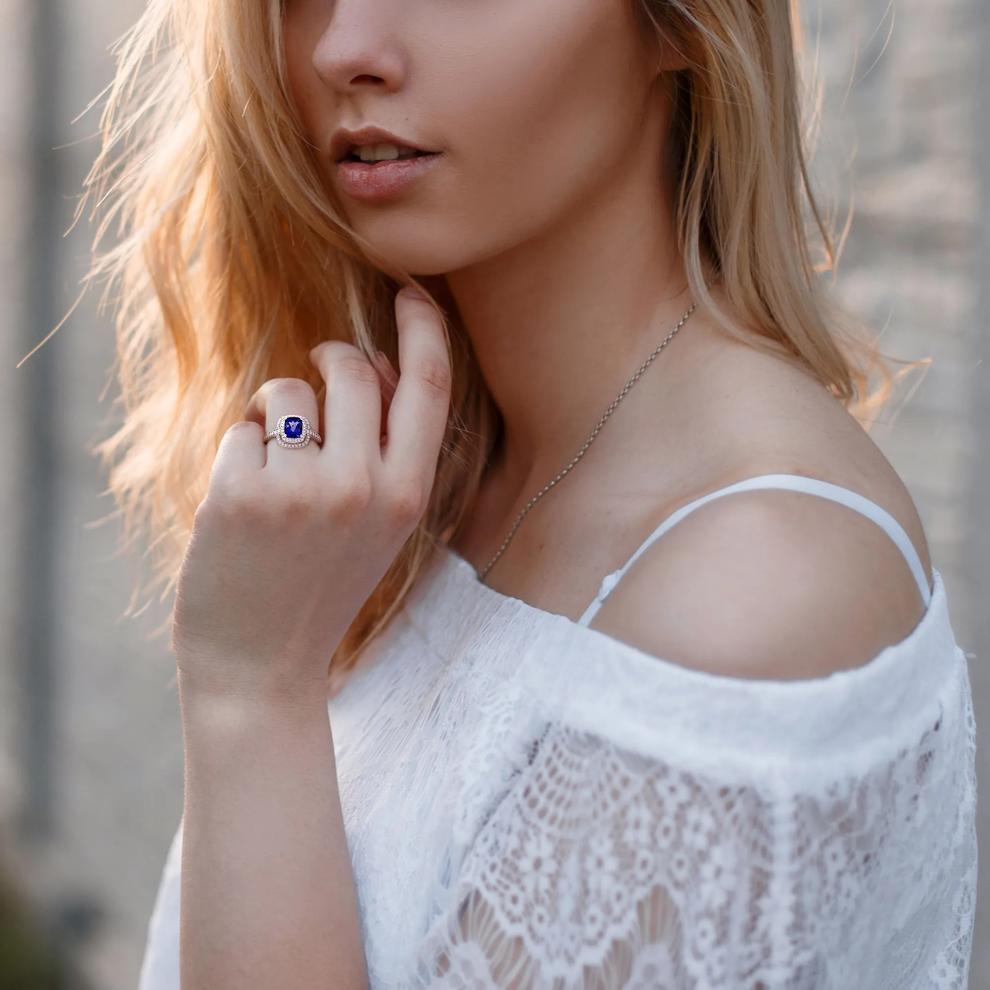 Tanzanite and Diamond Ring in 14K White Gold (1/2 ct. tw.) – Image 5 of 7