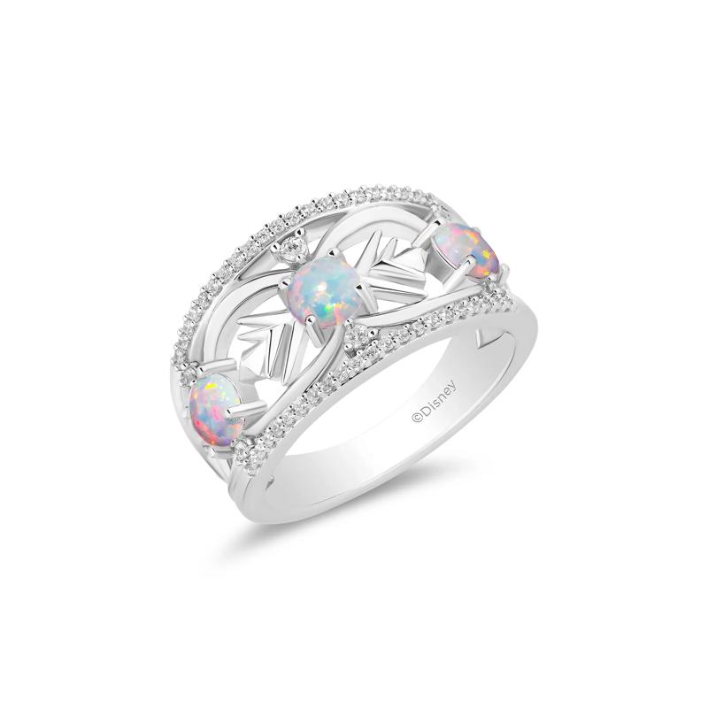 Elsa Lab-Created Opal and Diamond Ring in Sterling Silver &#40;1/5 ct. tw.&#41; – Image 4 of 4