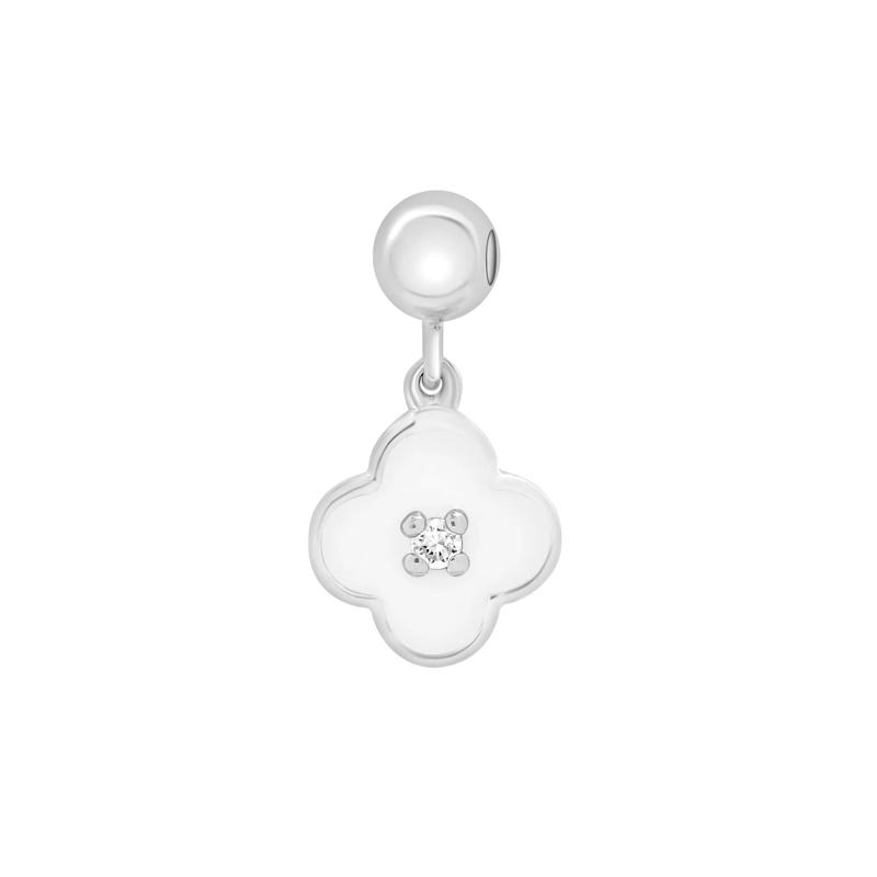 Diamond Accent Clover and Enamel Bead Charm in Sterling Silver – Image 1 of 3