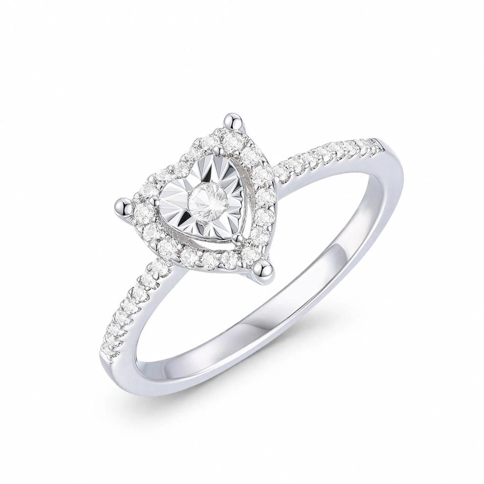 Diamond Illusion Heart Promise Ring in Sterling Silver (1/4 ct. tw.) – Image 4 of 4