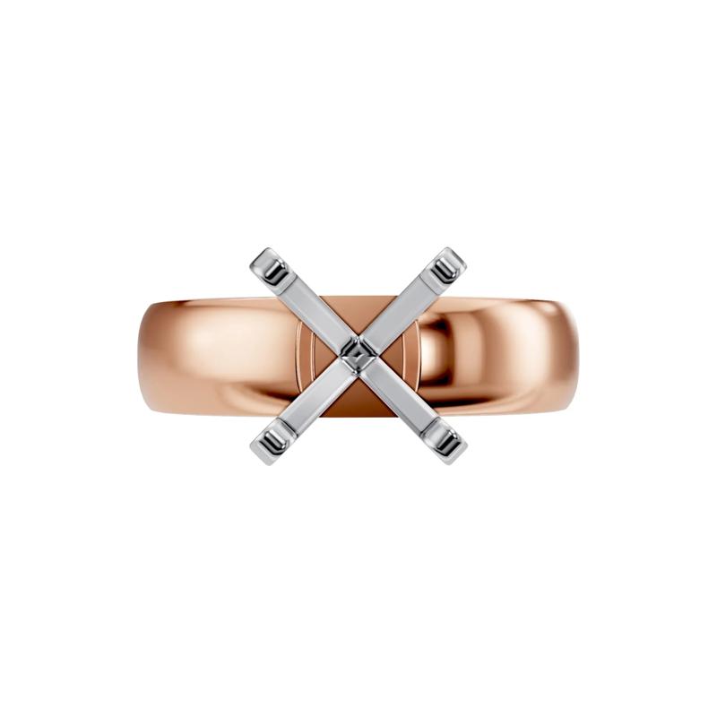 Solitaire Half-Round Semi-Mount Engagement Ring in 14K Rose Gold (Setting Only) – Image 2 of 8