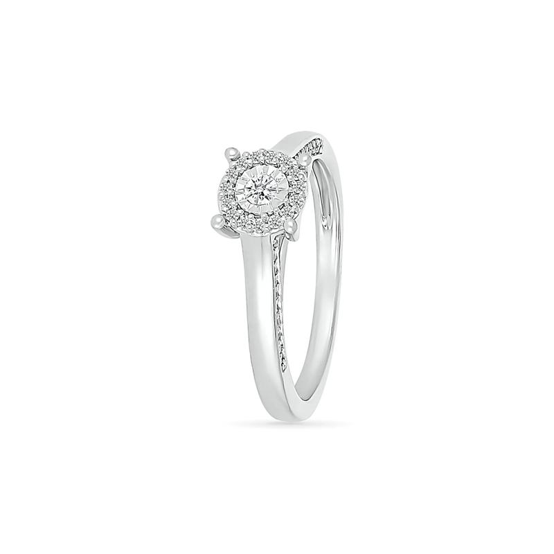 Diamond Halo Promise Ring in Sterling Silver &#40;1/4 ct. tw.&#41; – Image 4 of 5