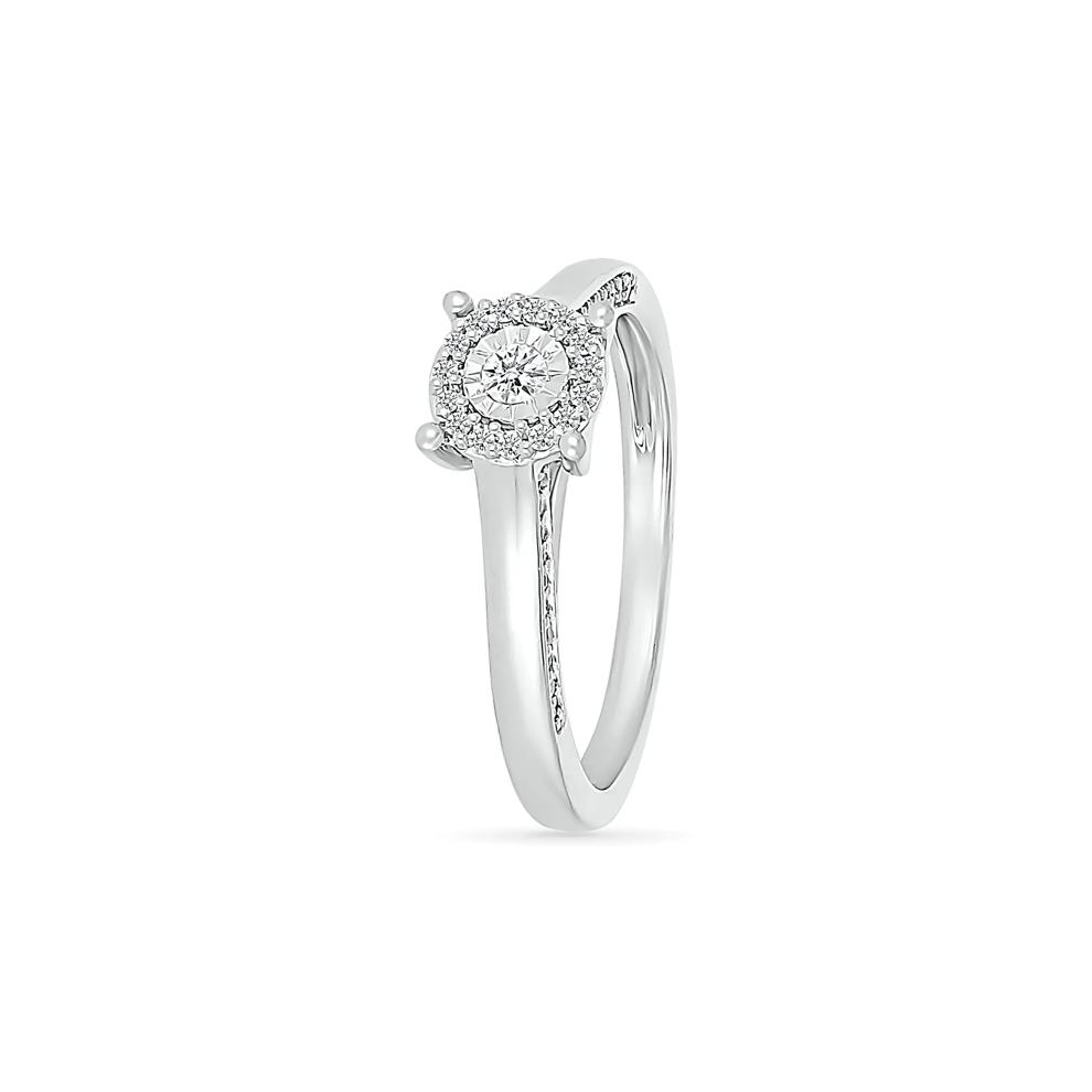 Diamond Halo Promise Ring in Sterling Silver (1/4 ct. tw.) – Image 4 of 5