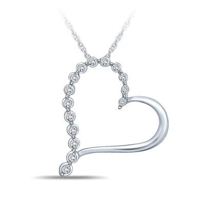 Diamond Journey Heart Pendant in 10K White Gold (1/10 ct. tw.)