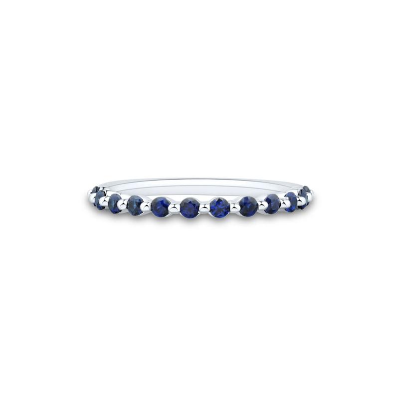 Lab Created Blue Sapphire Stack Band in Sterling Silver – Image 1 of 3