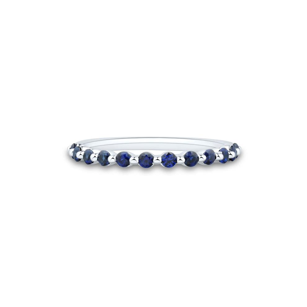 Lab Created Blue Sapphire Stack Band in Sterling Silver – Image 1 of 3