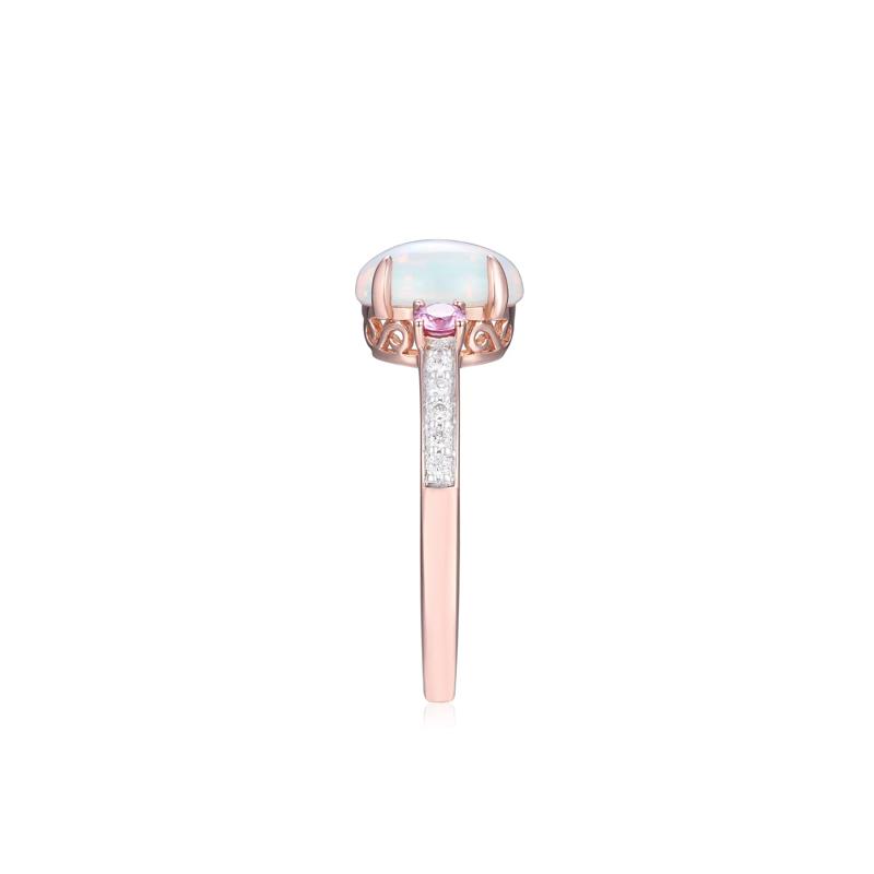 Opal, Pink Sapphire &amp; Diamond Ring in 14K Rose Gold &#40;1/10 ct. tw.&#41; – Image 3 of 3