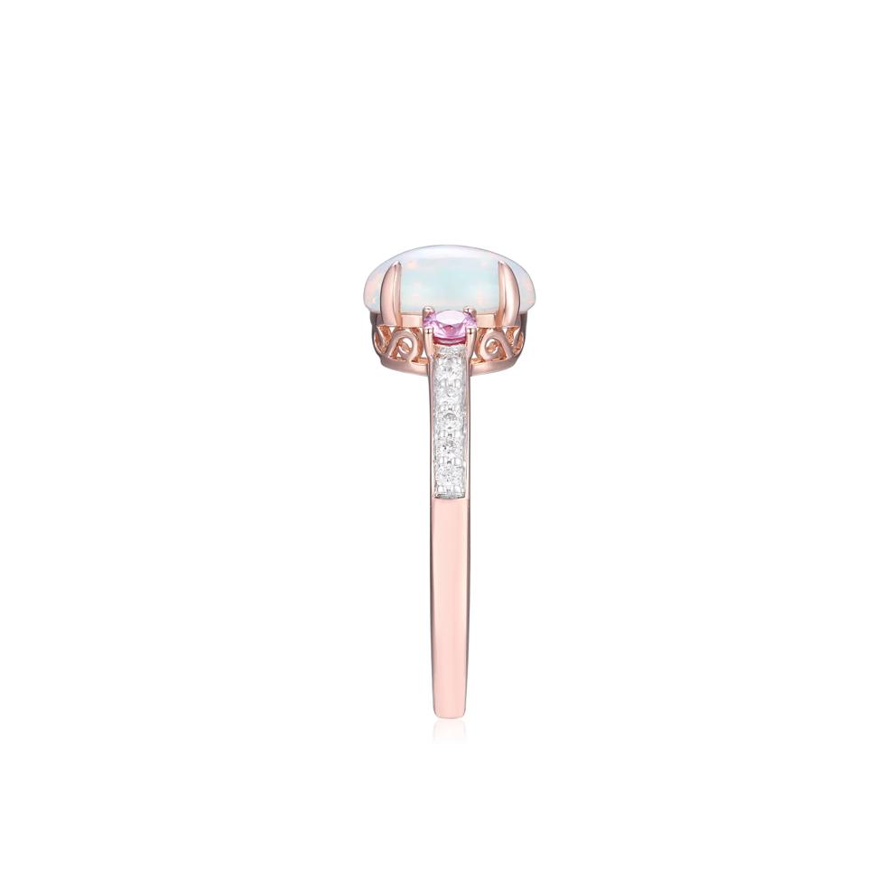 Opal, Pink Sapphire &amp; Diamond Ring in 14K Rose Gold (1/10 ct. tw.) – Image 3 of 3