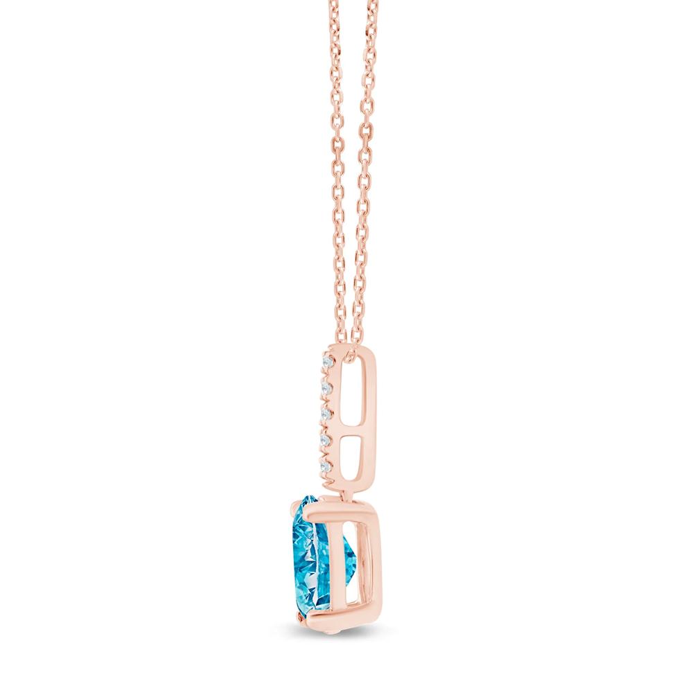 Lab Grown Blue Diamond Drop Necklace in 14K Rose Gold (1 ct. tw.) – Image 2 of 3