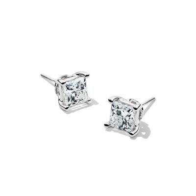 Lab Grown Diamond Stud Earrings with Princess-Cut Solitaires