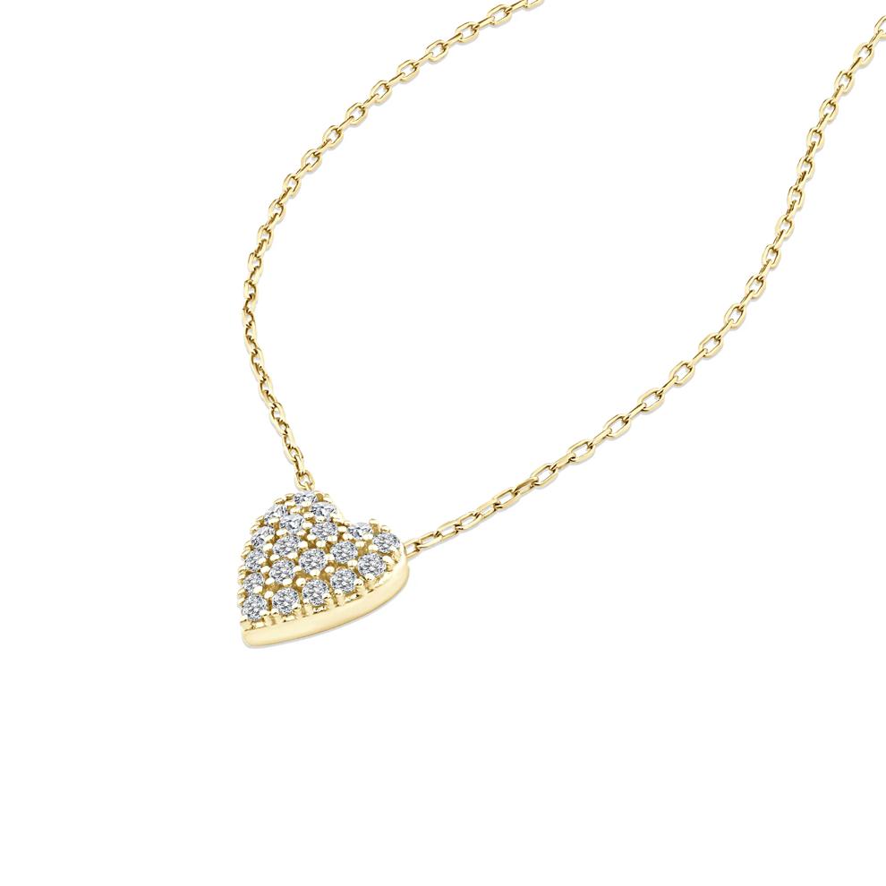 Diamond Heart Pendant Necklace in 10K Yellow Gold (1/5 ct. tw.) – Image 4 of 4