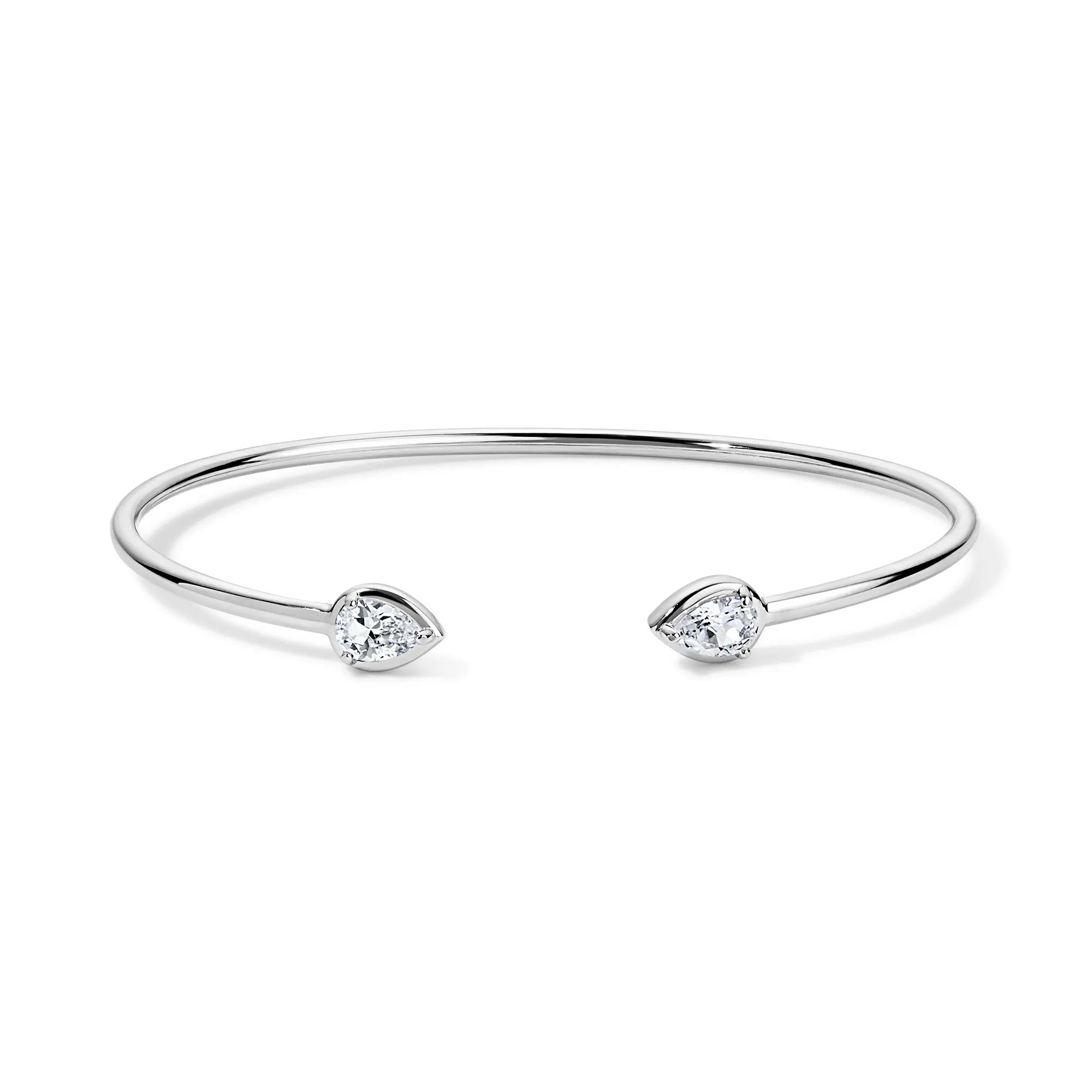 Lab-Created White Sapphire Flex Bangle Bracelet in Sterling Silver
