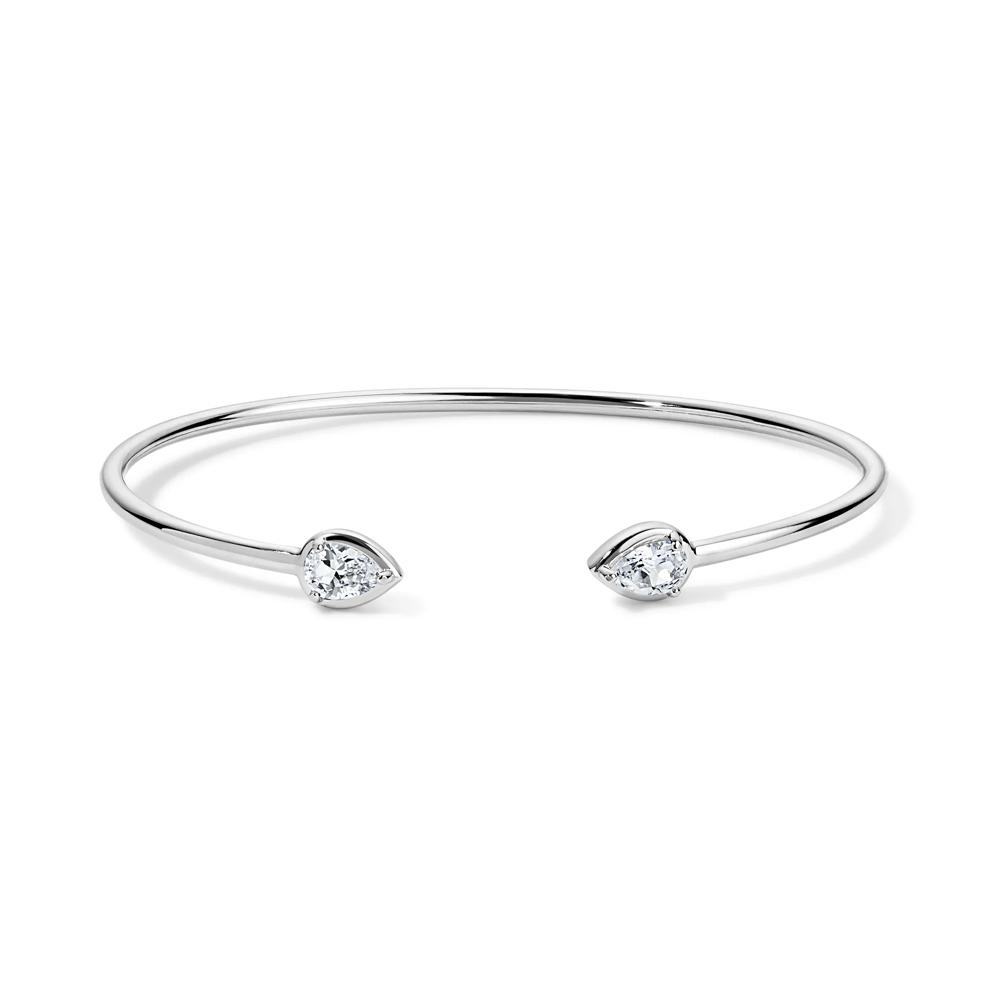 Lab-Created White Sapphire Flex Bangle Bracelet in Sterling Silver – Image 1 of 2