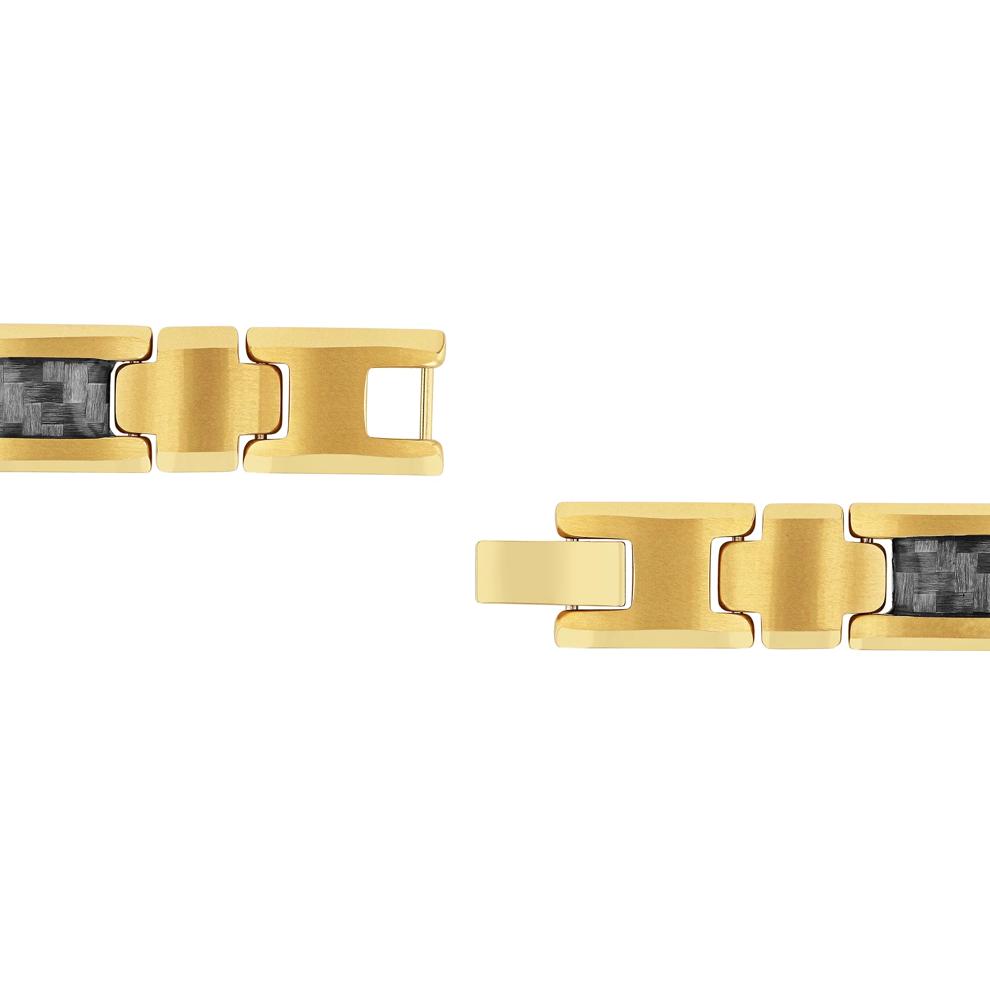 Men's Carbon Fiber Bracelet in Tungsten and Yellow Gold-Tone Ion-Plated Stainless Steel – Image 3 of 3