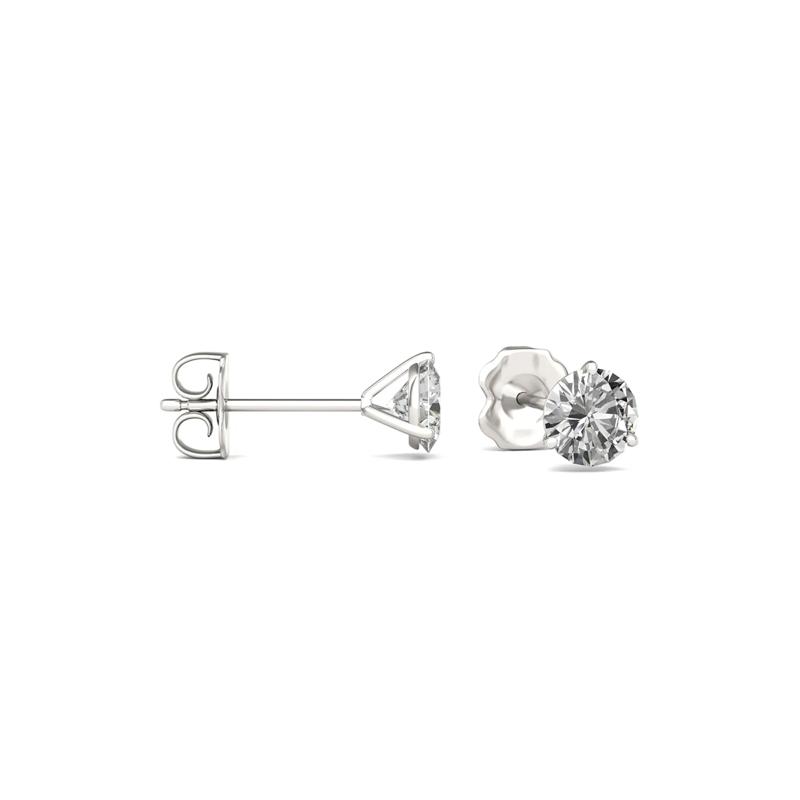 Round Moissanite Martini Stud Earrings in 14K White Gold &#40;1 ct. dew&#41; – Image 3 of 6