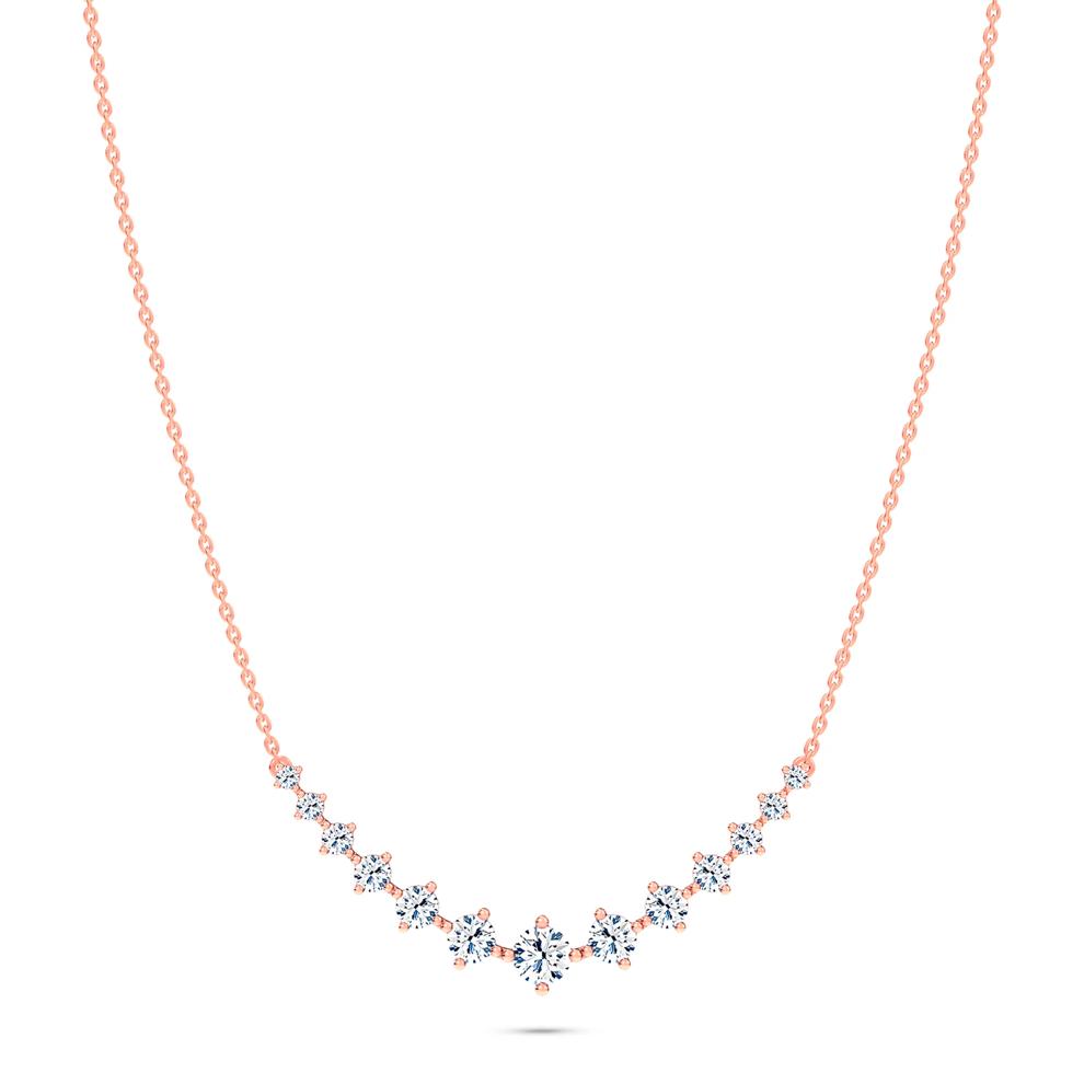 Lab Grown Diamond Prong-Set Front Necklace in 10K Rose Gold (1 ct. tw.) – Image 1 of 4