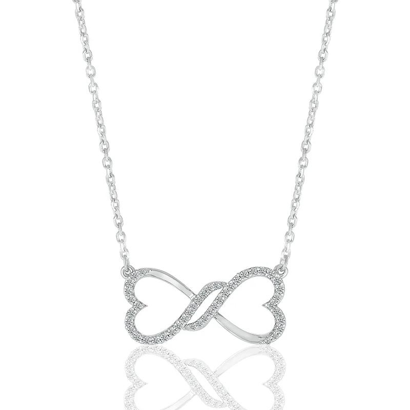 Diamond Infinity Heart Necklace in Sterling Silver &#40;1/7 ct. tw.&#41; – Image 1 of 3
