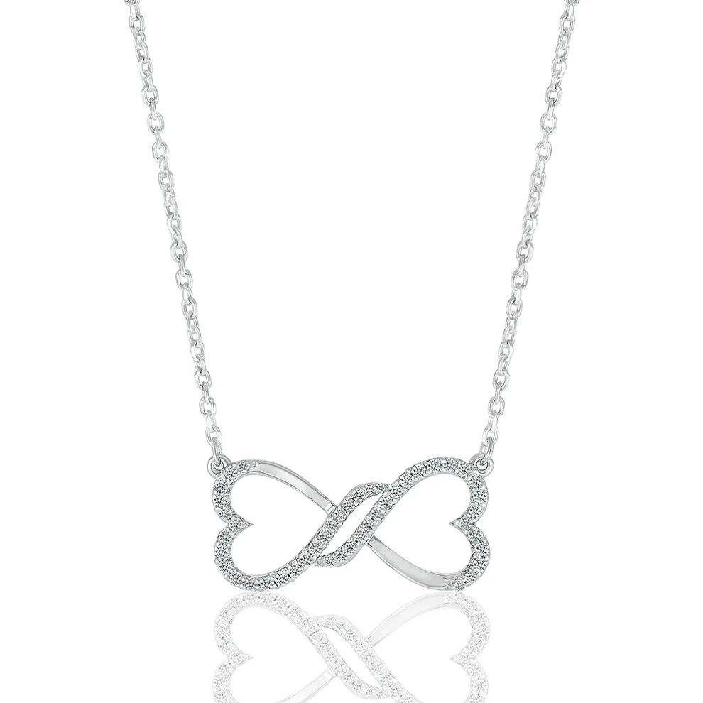 Diamond Infinity Heart Necklace in Sterling Silver (1/7 ct. tw.) – Image 1 of 3