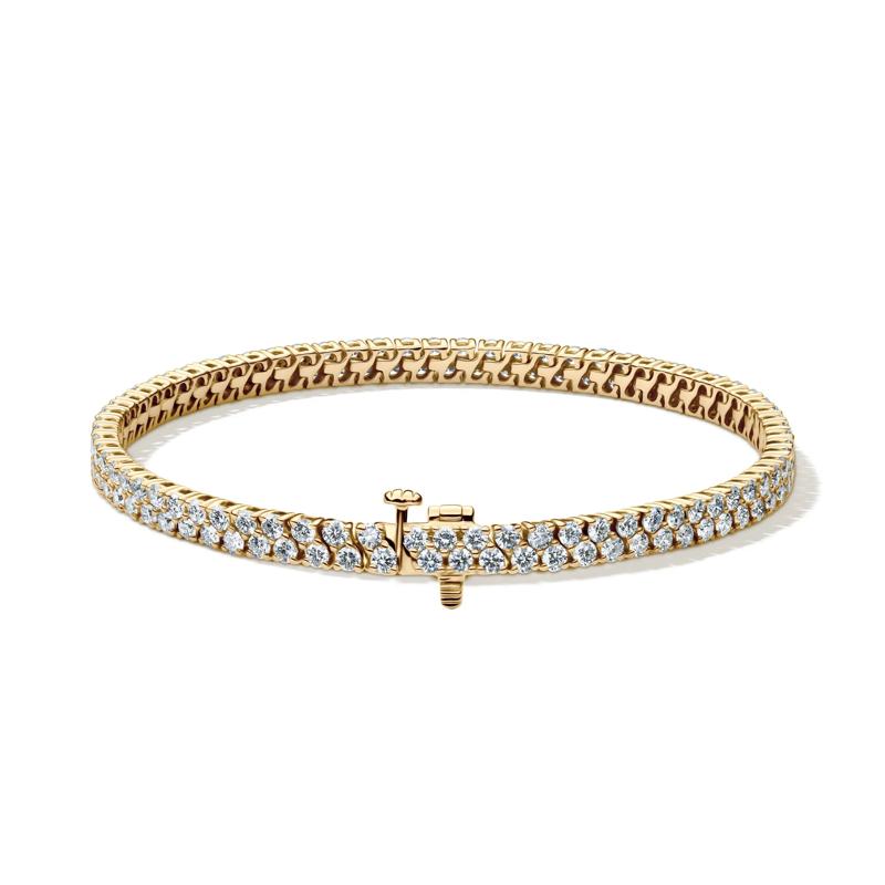 Lab Grown Diamond Double Row Tennis Bracelet in 14K Yellow Gold &#40;5 ct. tw.&#41; – Image 2 of 2