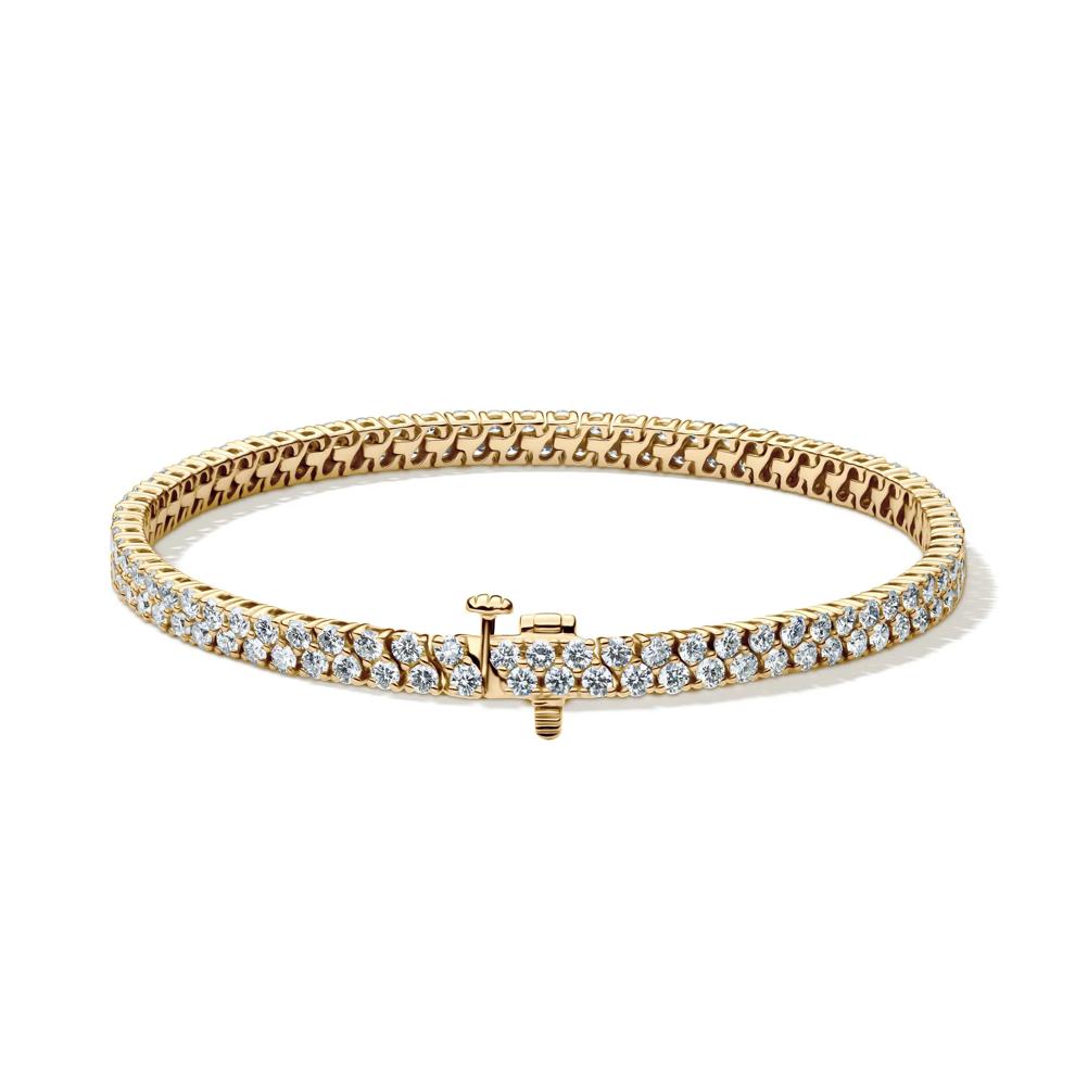Lab Grown Diamond Double Row Tennis Bracelet in 14K Yellow Gold (5 ct. tw.) – Image 2 of 2