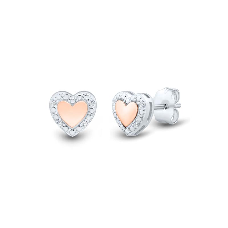 Diamond Accent Heart Infinity Earring &amp; Bracelet Box Set in Sterling Silver and 14K Rose Gold – Image 2 of 4