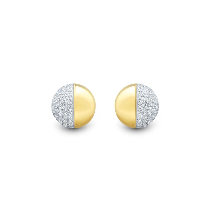 Diamond Button Stud Earrings in 10K Yellow Gold &#40;1/4 ct. tw.&#41; – Image 2 of 2