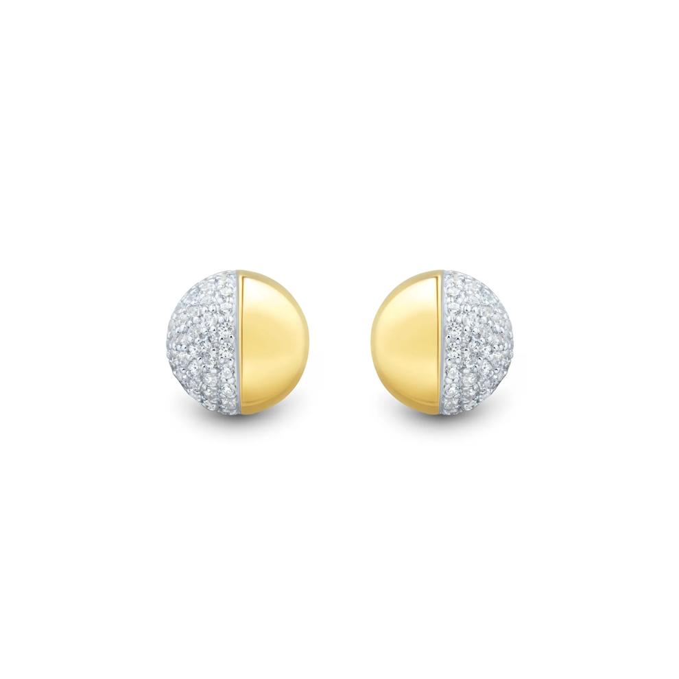 Diamond Button Stud Earrings in 10K Yellow Gold (1/4 ct. tw.) – Image 2 of 2