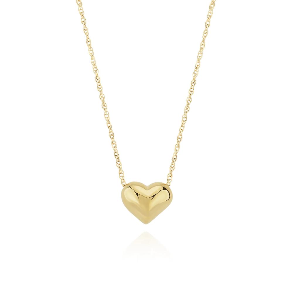 Puffed Heart Pendant Necklace in 14K Yellow Gold – Image 1 of 4