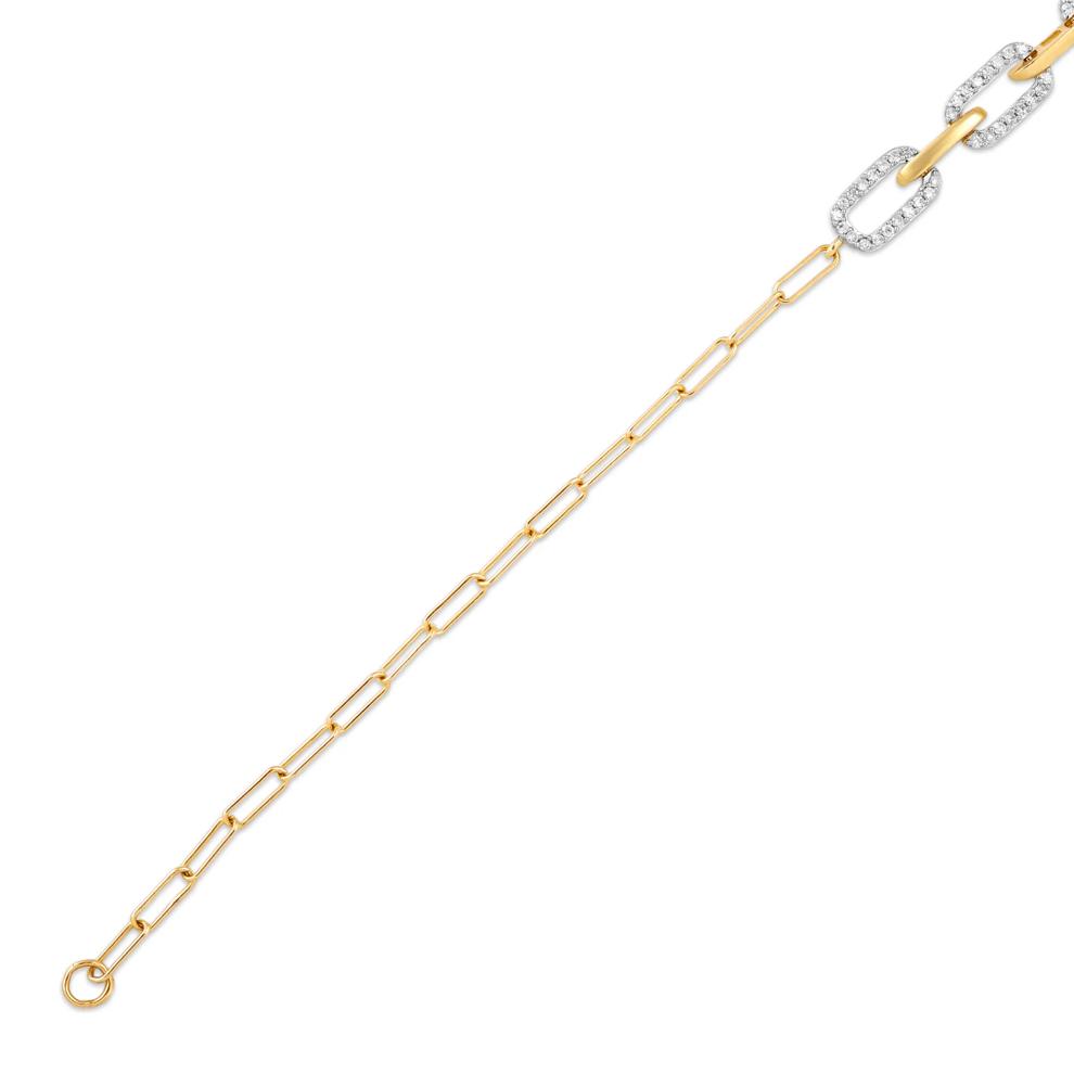 Diamond Paperclip Link Bracelet in 10K Yellow Gold (1/4 ct. tw.) – Image 3 of 3