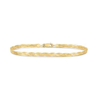 Braided Herringbone Bracelet in 14K Yellow Gold, 7.5"