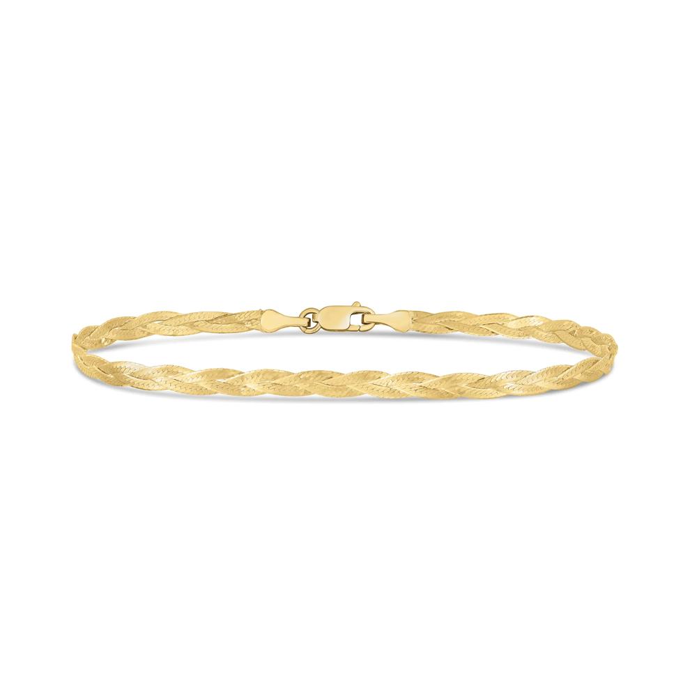Braided Herringbone Bracelet in 14K Yellow Gold, 7.5" – Image 1 of 2