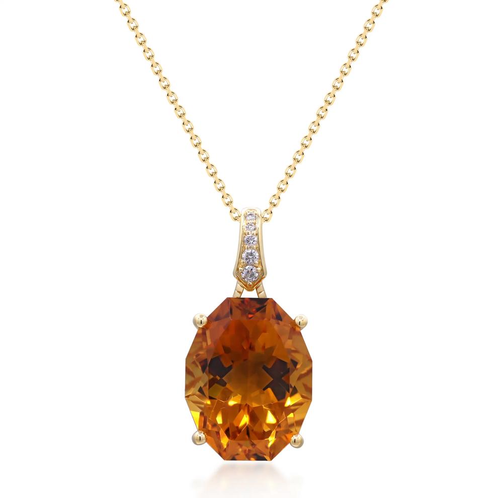 Citrine &amp; Diamond Accent Pendant Necklace in 14K Yellow Gold – Image 1 of 4