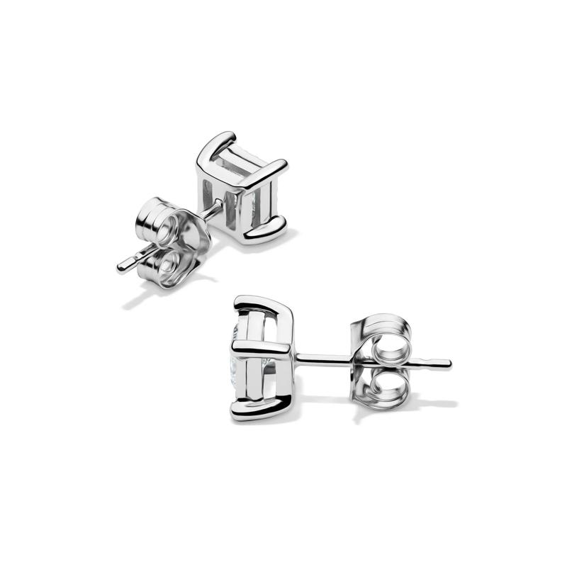 Lab Grown Princess-Cut Diamond Illusion Stud Earrings in 10K White Gold &#40;1/2 ct. tw.&#41; – Image 2 of 4