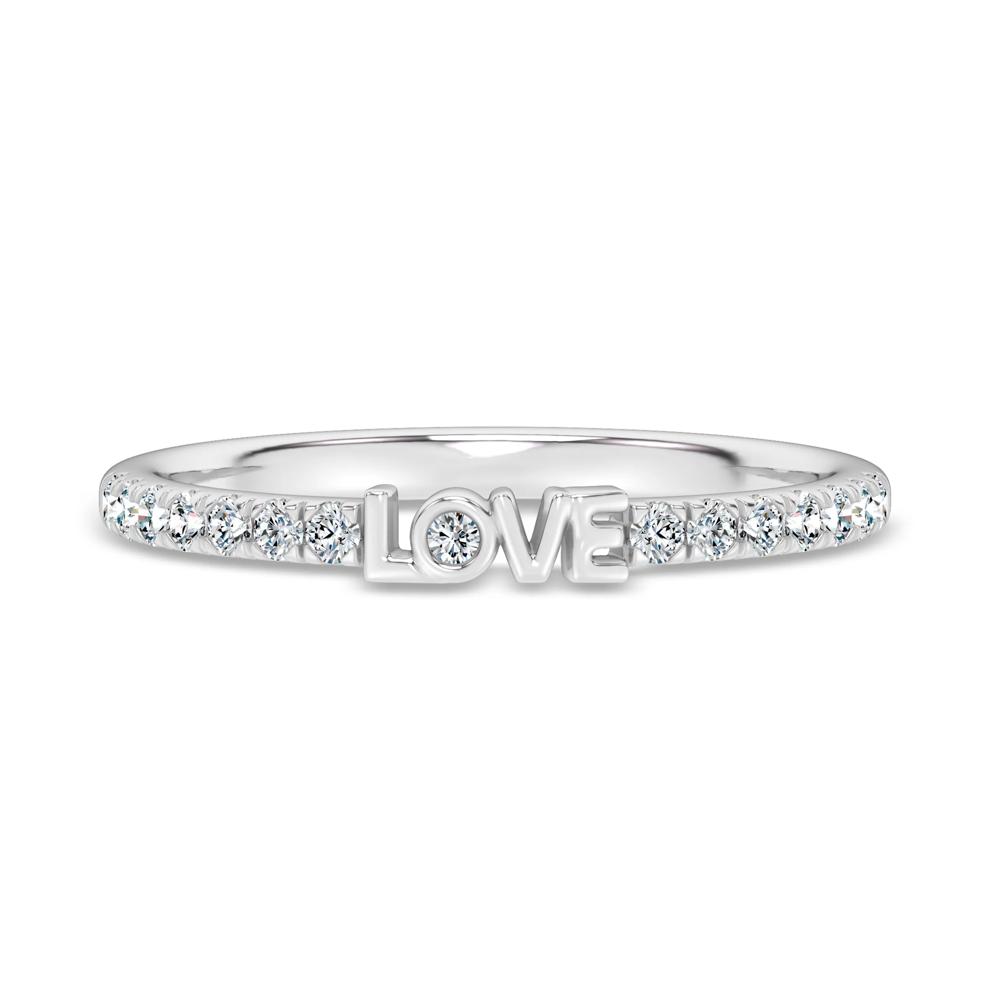 Diamond "Love" Stack Band in 10K White Gold (1/7 ct. tw.) – Image 1 of 4