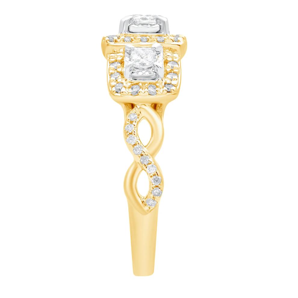 Princess-Cut Diamond Three-Stone Ring in 10K Yellow Gold (1/2 ct. tw.) – Image 3 of 3