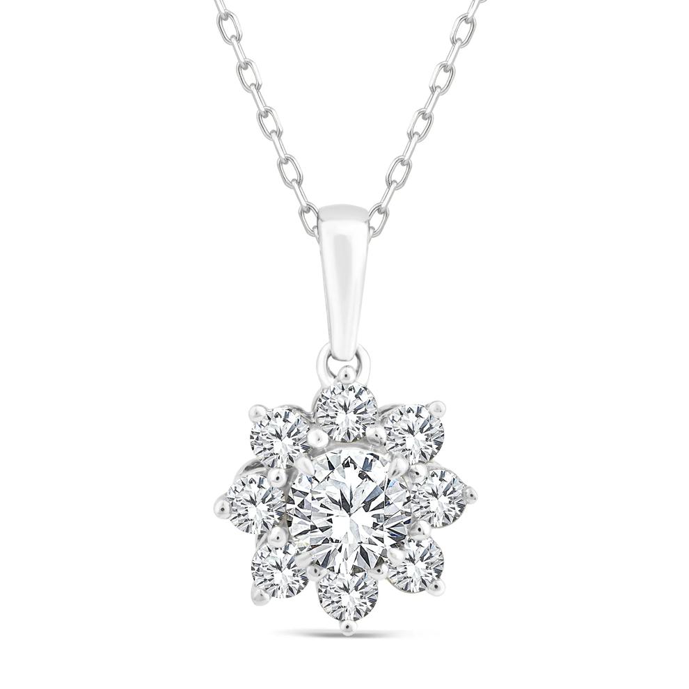 Lab Grown Diamond Starburst Pendant in 10K White Gold (3/4 ct. tw.) – Image 1 of 3