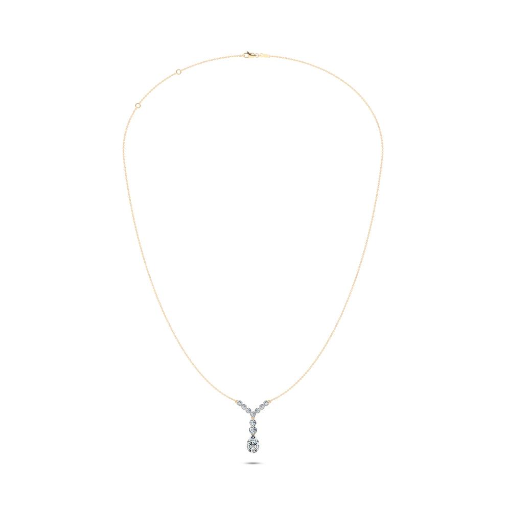 Lab Grown Diamond Pear-Shaped Drop Pendant Necklace in 10K Yellow Gold (1 5/8 ct. tw.) – Image 3 of 4