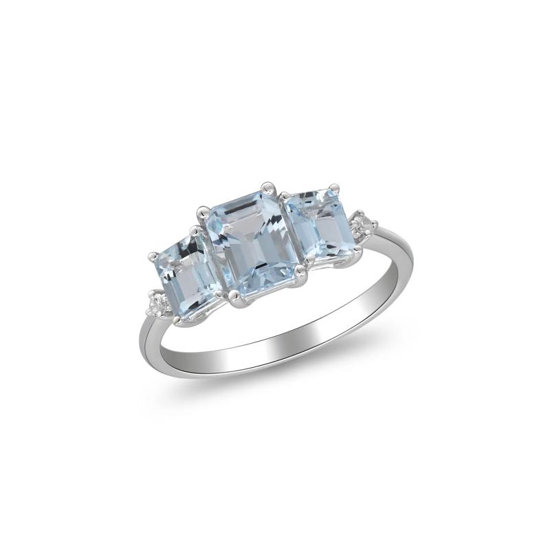 Aquamarine and Diamond Accent Ring in 10K White Gold – Image 5 of 5