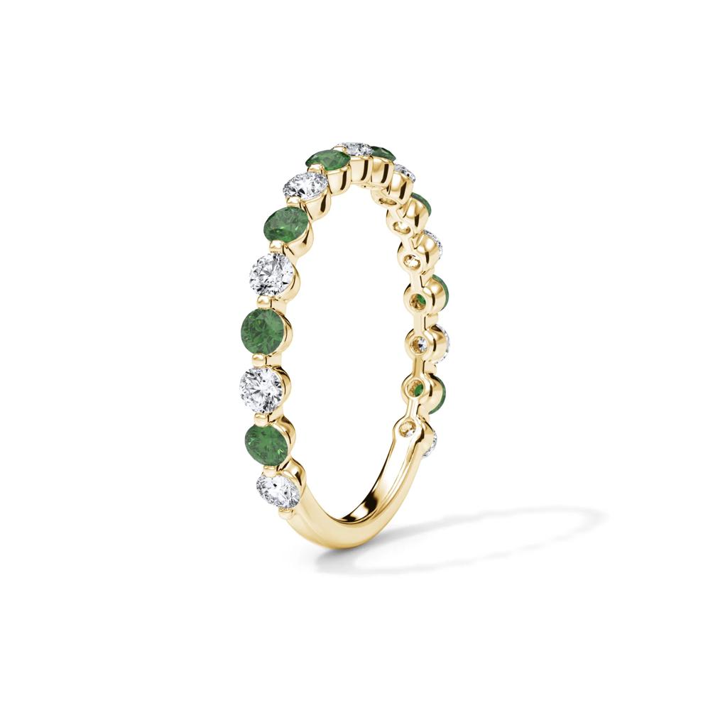 Lab Grown Diamond  &amp; Lab-Created Emerald Half Eternity Anniversary Band in 14K Yellow Gold (1/3 ct. tw.) – Image 3 of 4