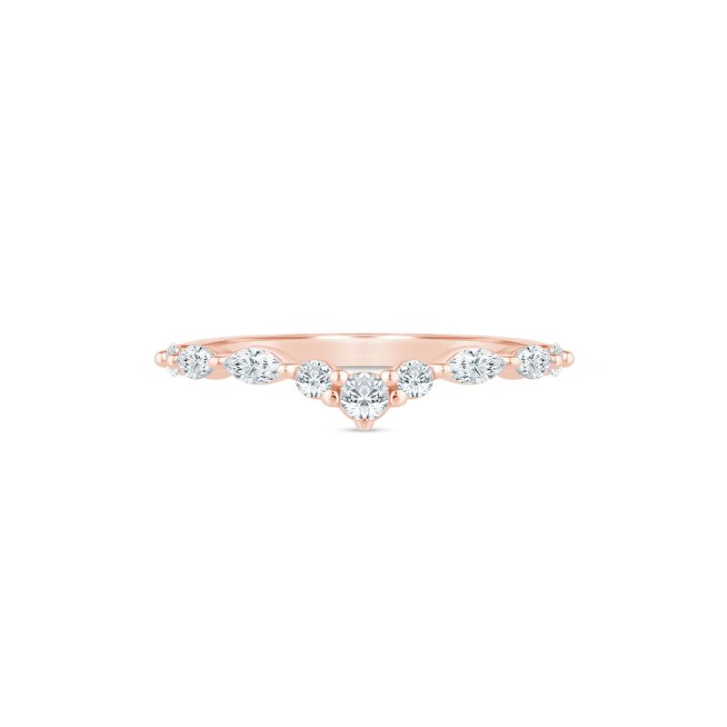 Lab Grown Diamond Round and Marquise Contour Band in 14K Rose Gold (3/8 ct. tw.) – Image 1 of 3