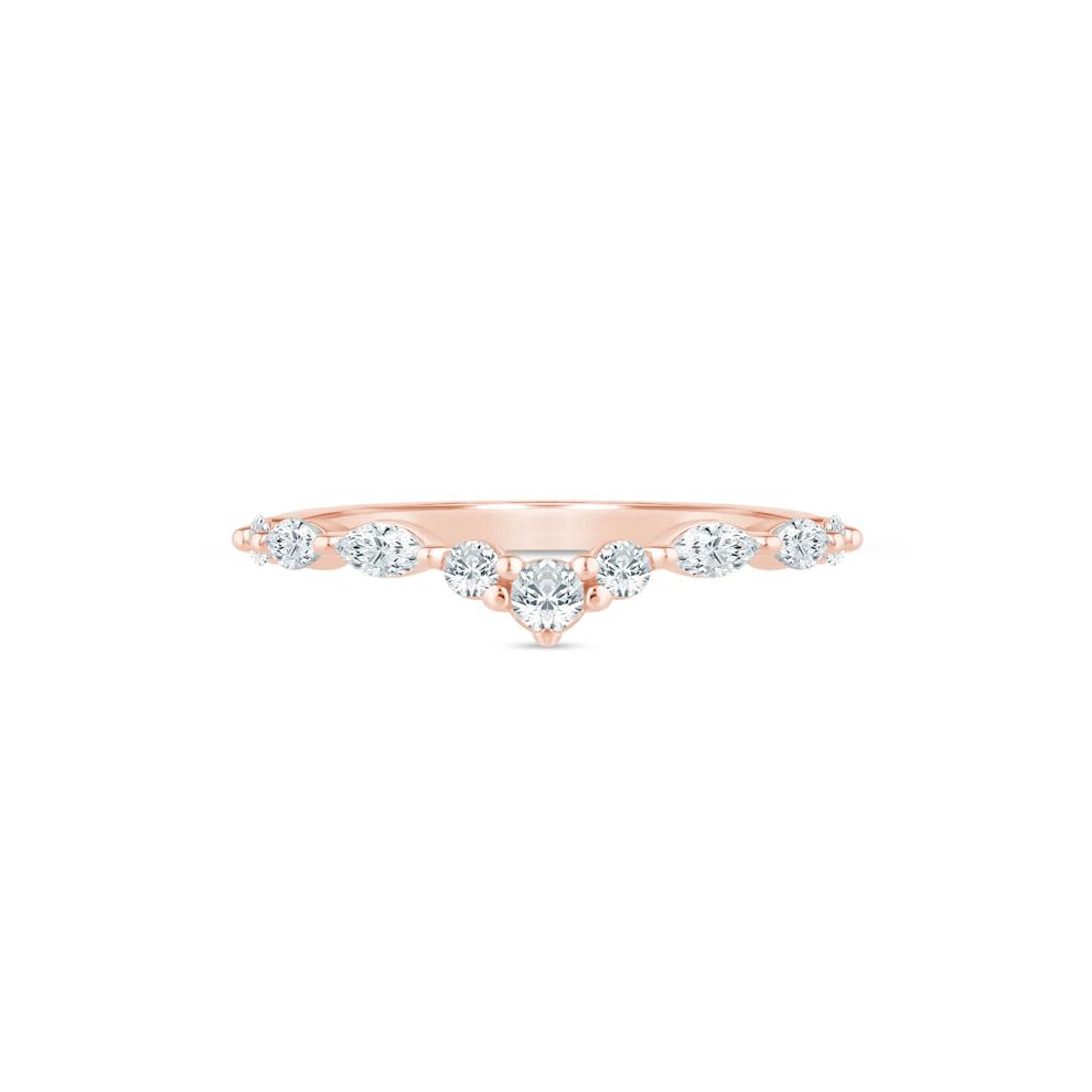 Lab Grown Diamond Round and Marquise Contour Band in 14K Rose Gold (3/8 ct. tw.) – Image 1 of 3
